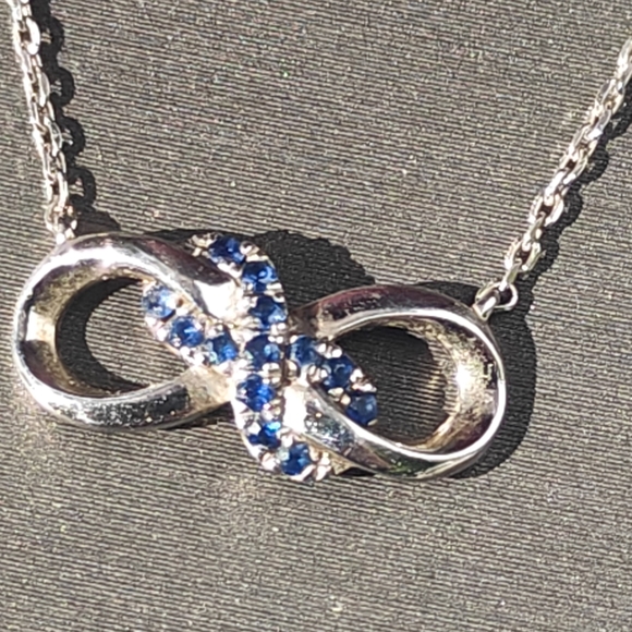 Sapphire Knot Infinity Necklace in Sterling Silver - Picture 2 of 7